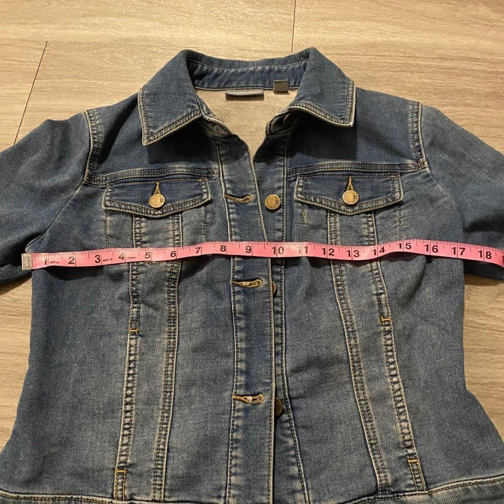 New York & Co. cotton blue denim casual button down long sleeve jacket size XS - Picture 6 of 8